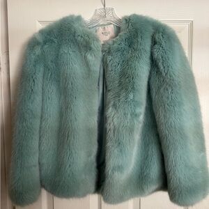 Zara Blue Faux Fur Jacket